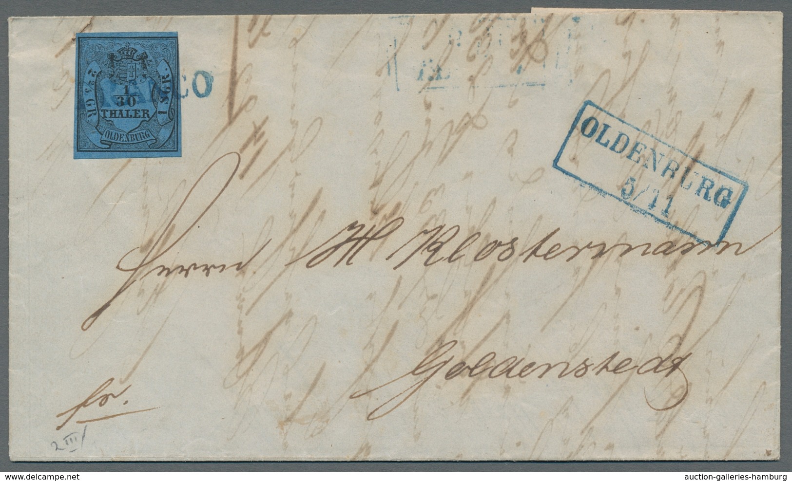 Oldenburg - Stempel: OLDENBURG: 1860-1872 (ca.), Reizvolle Partie Von Fünf Belegen Mit Oldenburg-Ste - Oldenbourg