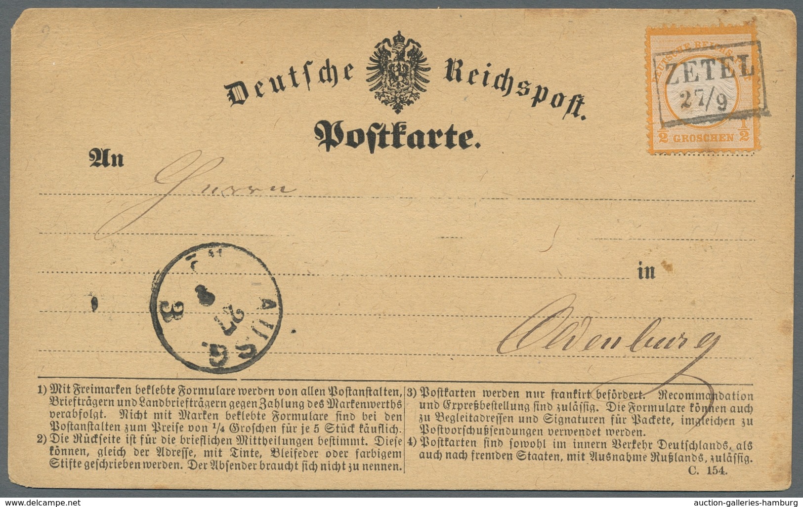 Oldenburg - Nachverwendete Stempel: DINKLAGE, WESTERSTEDE, ZETEL: 1868-1887, Kleine Partie Saubere, - Oldenburg
