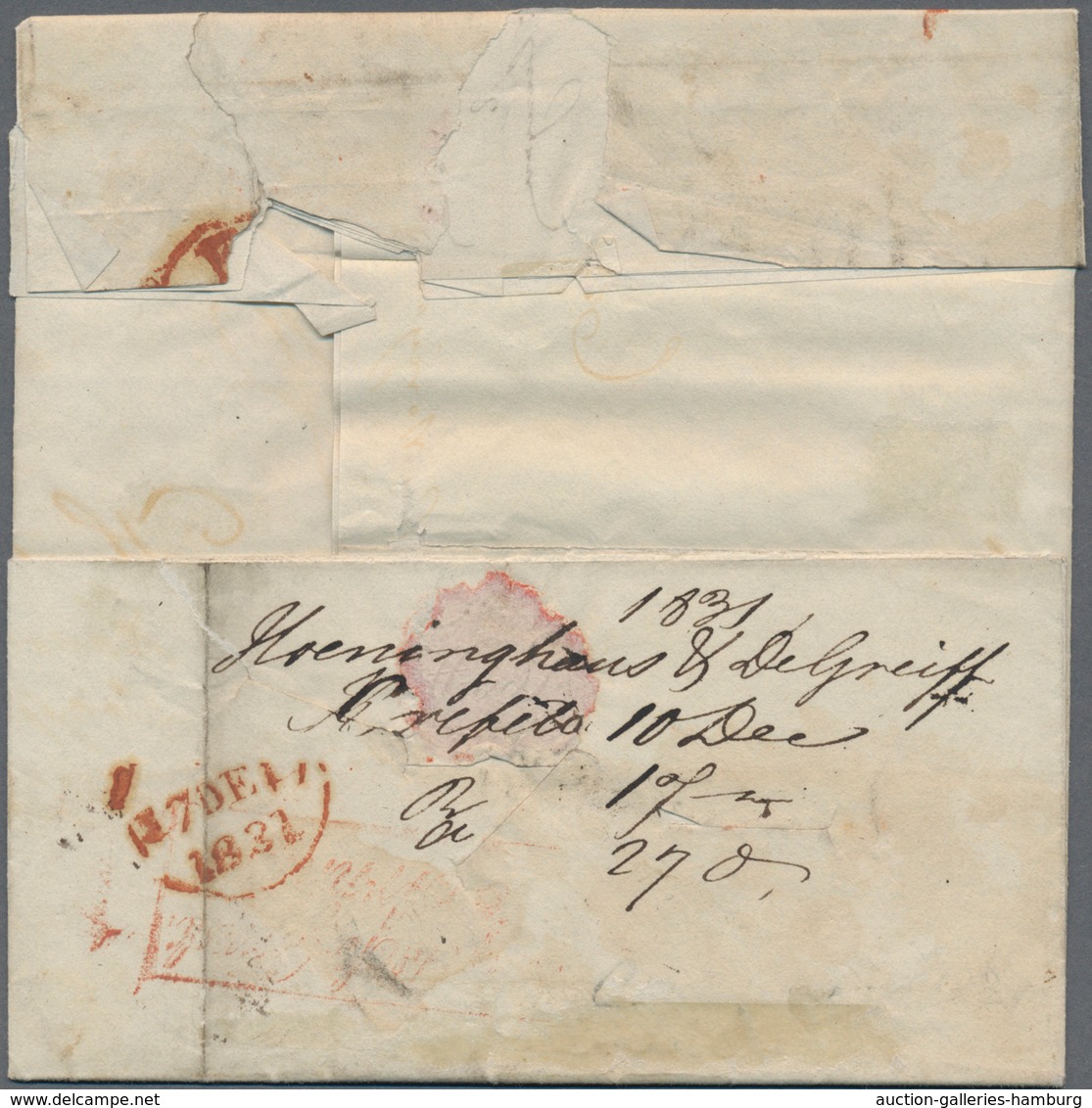 Preußen - Vorphilatelie: 1831, "CREFELD 10.12.", EKr. Recht Klar Auf Komplettem Faltbrief Mit Leitve - Prephilately