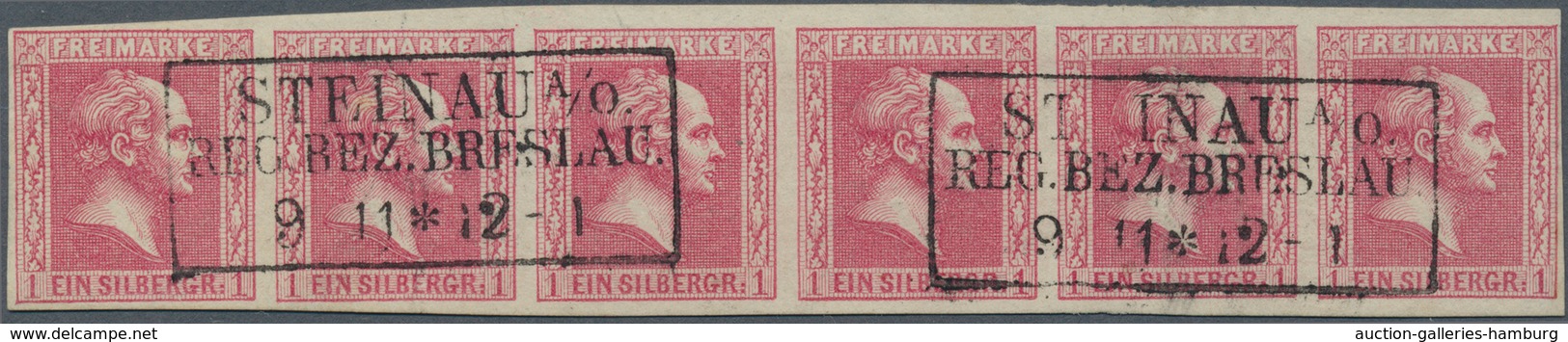 Preußen - Marken Und Briefe: 1858, 1 Sgr. Karminrosa, WAAGERECHTER SECHSER-STREIFEN, Farbfrisch Und - Sonstige & Ohne Zuordnung