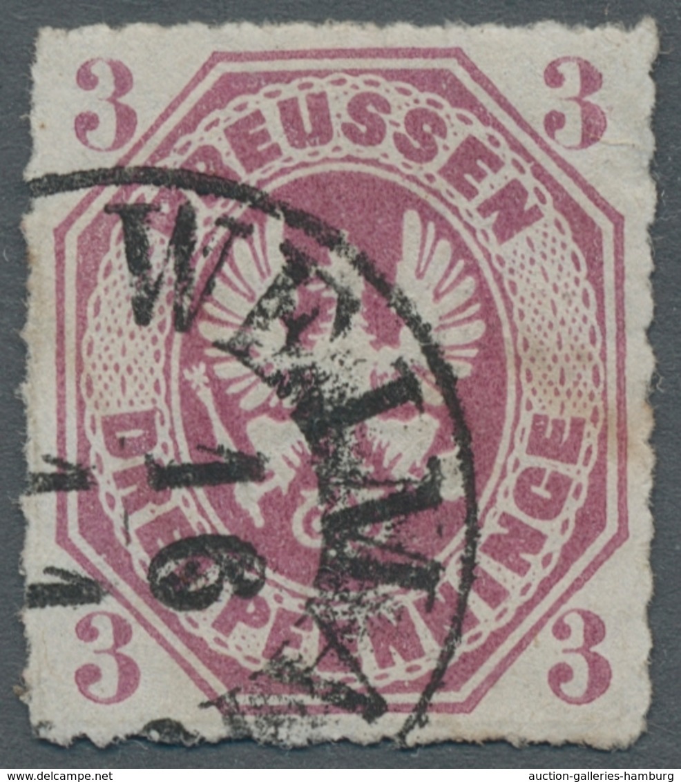 Preußen - Marken Und Briefe: 1865, 3 Pfennig Dunkelrosalila Durchstochen Mit Einkreisstempel "Weimar - Autres & Non Classés