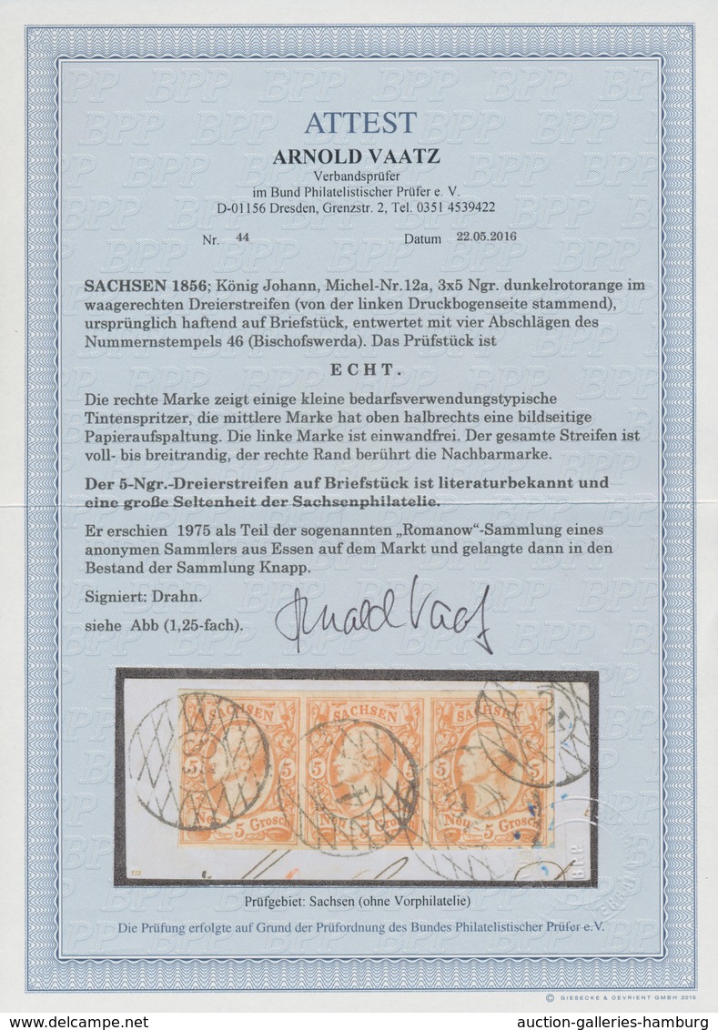 Sachsen - Marken Und Briefe: 1856, 5 Ngr. Johann Dunkelorange, Waagerechter, Ringsum Voll- Bis Breit - Saxe