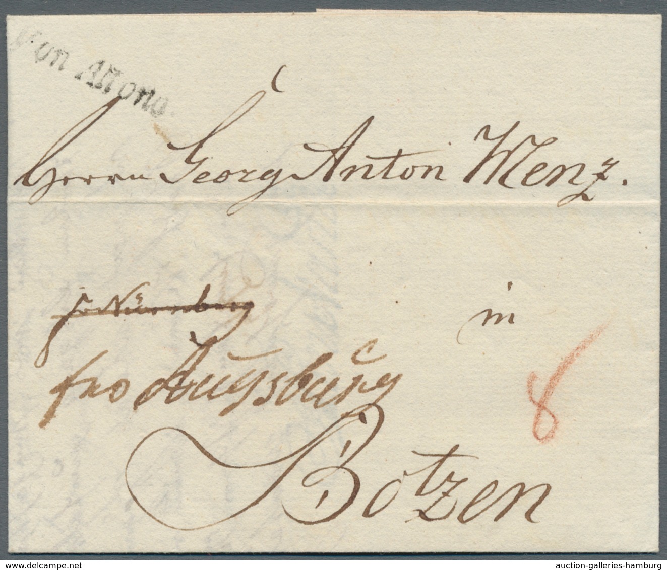 Schleswig-Holstein - Vorphilatelie: 1791 " Von Altona" Langstempel In Schrägschrift In Type 3 (Verwe - Vorphilatelie