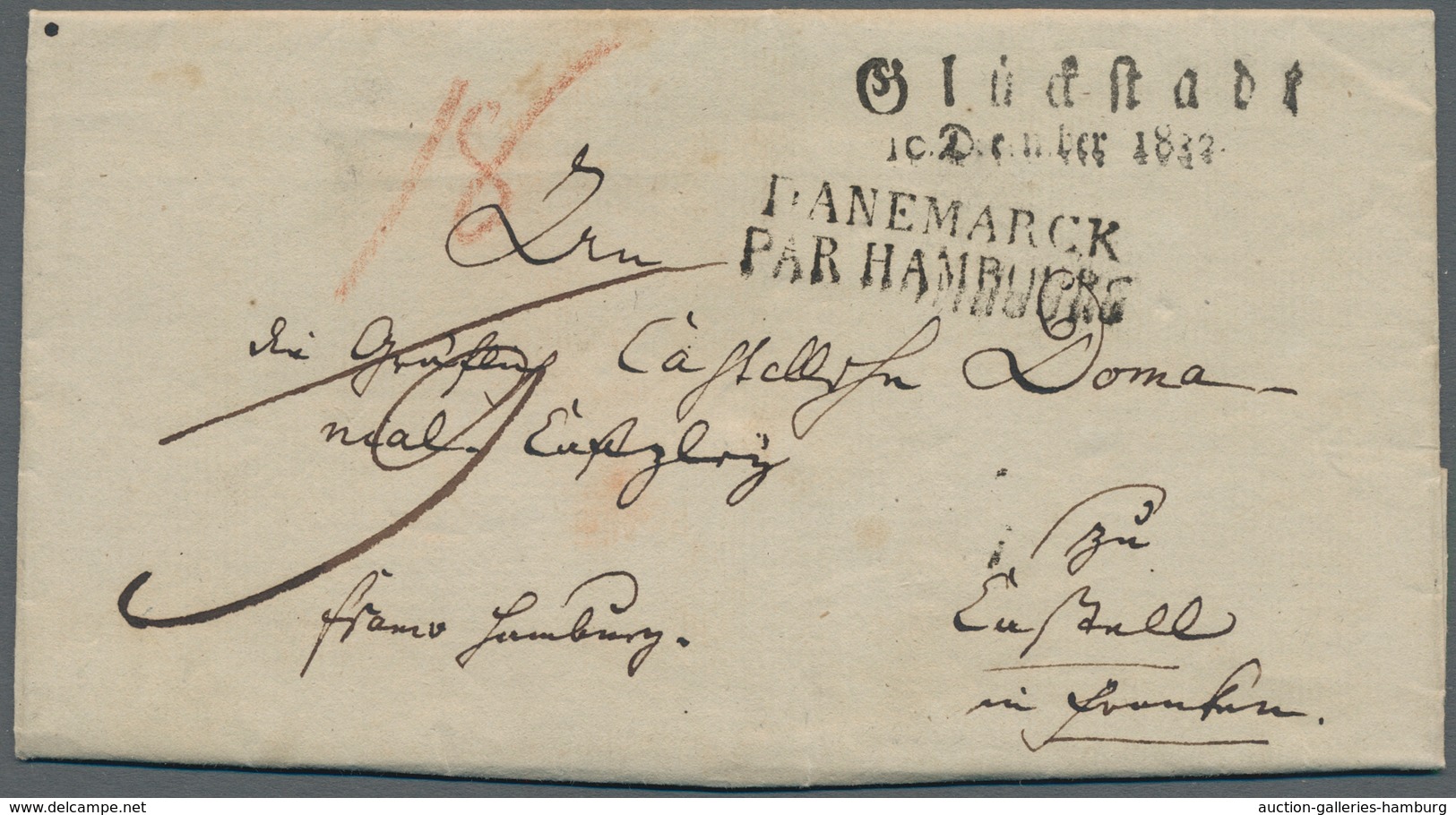 Schleswig-Holstein - Vorphilatelie: 1832 Kplt.Brief Mit Zweizeiler Glückstadt 10.Dezember1832 U.Dane - Prephilately