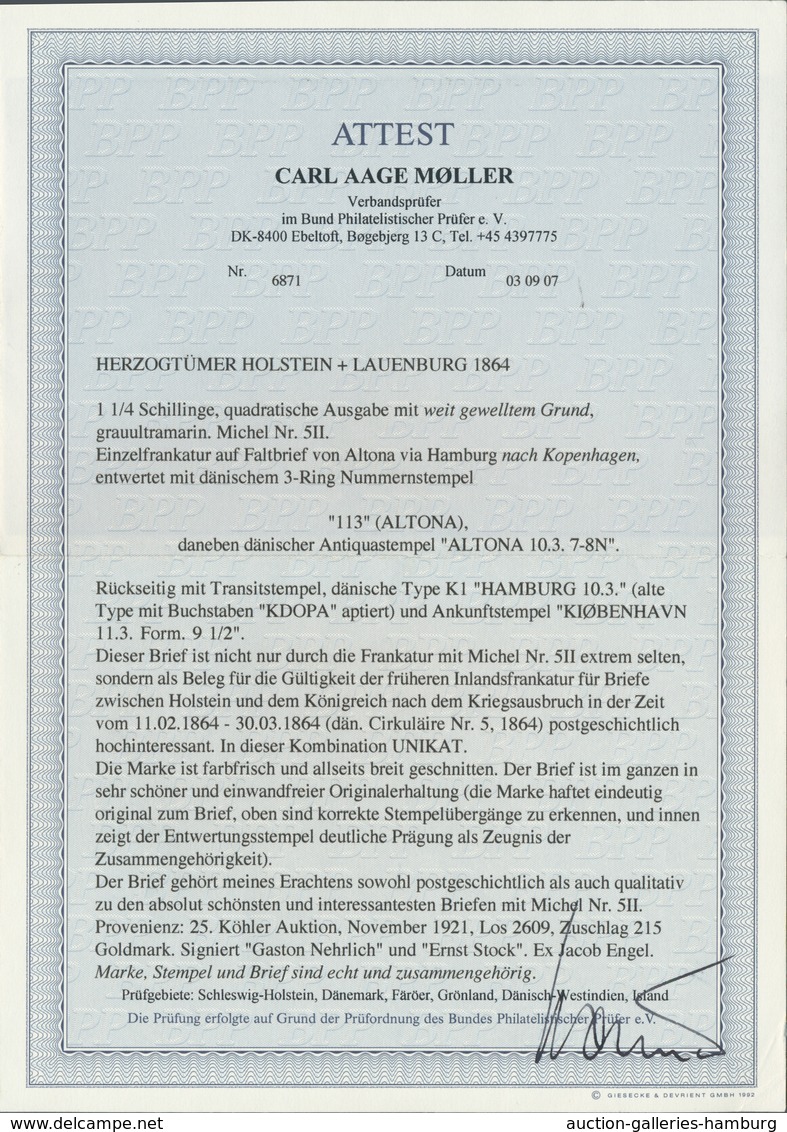 Schleswig-Holstein - Marken Und Briefe: 1864, 1¼ Sch. Weite Welle, Farbfrisch Und Allseits Breitrand - Other & Unclassified