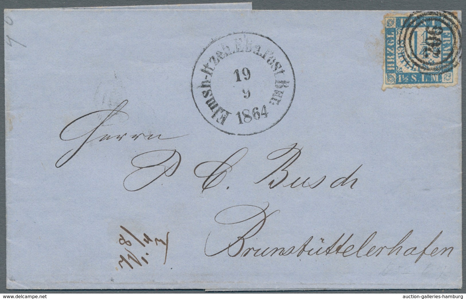 Schleswig-Holstein - Marken Und Briefe: 1864 Zwei Einzelfrankaturen Mit 1¼ S Blau, Einmal Mit Bahnpo - Andere & Zonder Classificatie