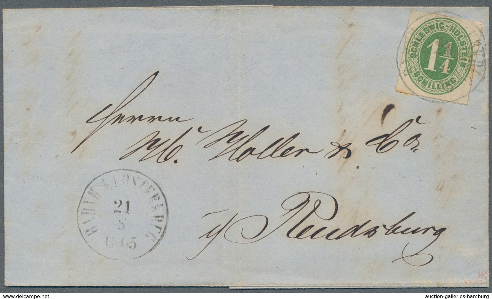 Schleswig-Holstein - Marken Und Briefe: 1865/66 1 1/4 S Grün Entwertet U.Nebenstpl. Bahnhof Klosterk - Sonstige & Ohne Zuordnung