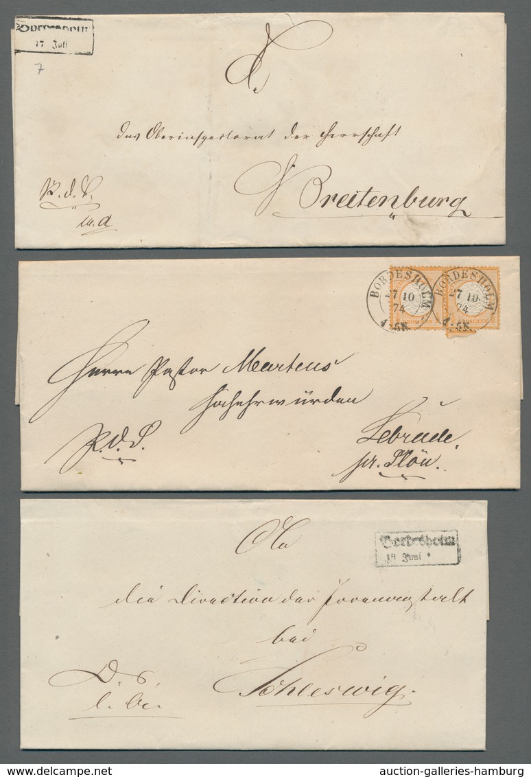 Schleswig-Holstein - Ortsstempel: BORDESHOLM 1850-82, interessante Zusammenstellung von acht Belegen