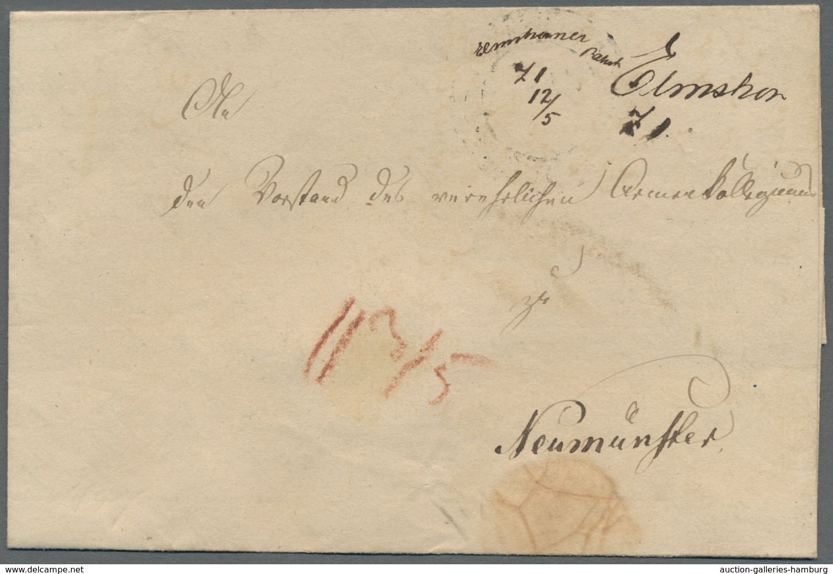 Schleswig-Holstein - Ortsstempel: ELMSHORN 1821-79, Zusammenstellung von über 20 Belegen in meist gu