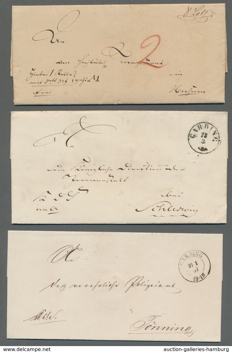 Schleswig-Holstein - Ortsstempel: GARDING 1836-1900 (ca.), Zusammenstellung Von Neun Belegen Und 13 - Otros & Sin Clasificación