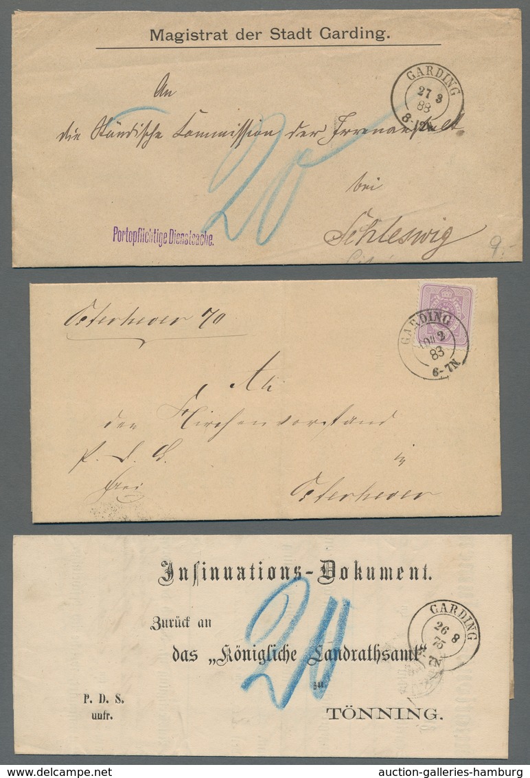Schleswig-Holstein - Ortsstempel: GARDING 1836-1900 (ca.), Zusammenstellung Von Neun Belegen Und 13 - Sonstige & Ohne Zuordnung