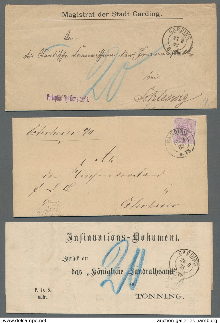 Schleswig-Holstein - Ortsstempel: GARDING 1836-1900 (ca.), Zusammenstellung Von Neun Belegen Und 13 - Autres & Non Classés