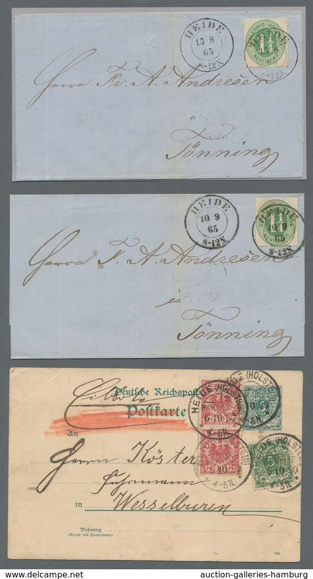 Schleswig-Holstein - Ortsstempel: HEIDE 1814-90, Zusammenstellung von 18 Belegen in meist guter/sehr