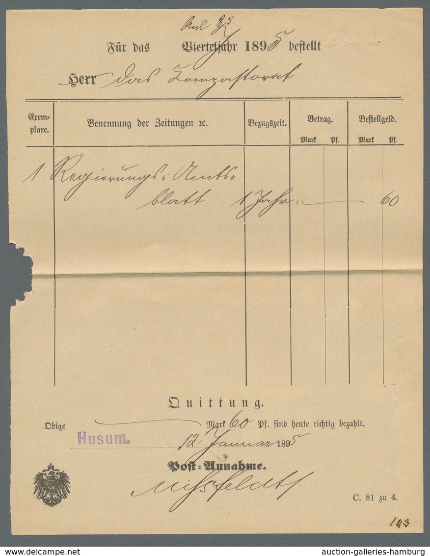 Schleswig-Holstein - Ortsstempel: HUSUM 1793-1900 (ca.), Zusammenstellung Von Ca. 40 Belegen In Meis - Sonstige & Ohne Zuordnung