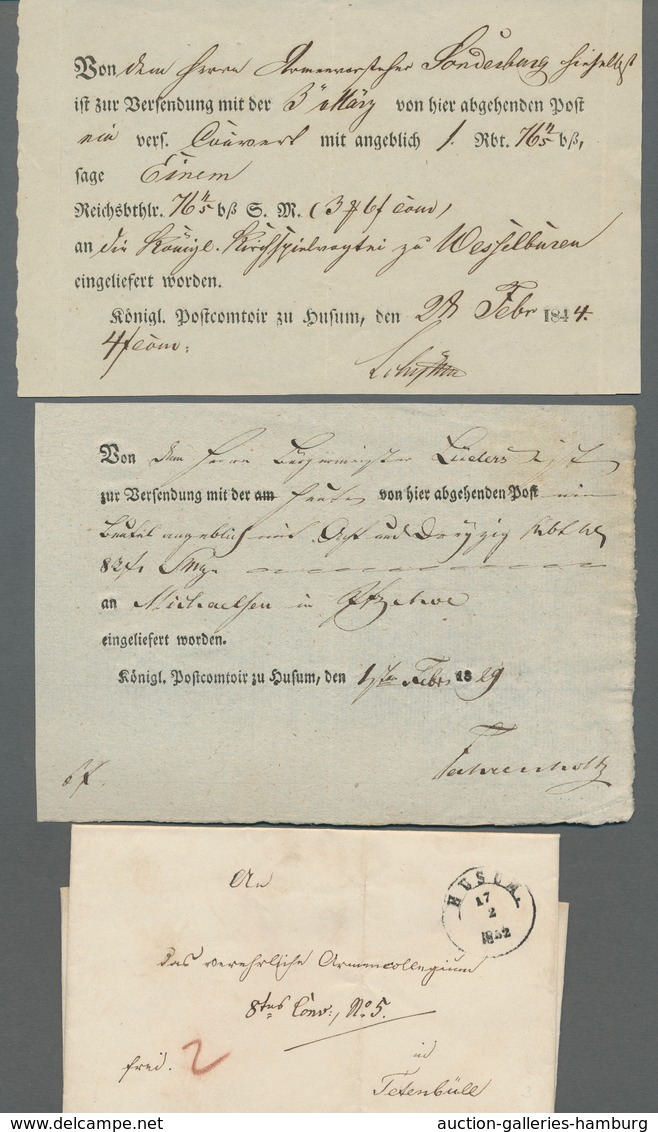 Schleswig-Holstein - Ortsstempel: HUSUM 1793-1900 (ca.), Zusammenstellung Von Ca. 40 Belegen In Meis - Autres & Non Classés