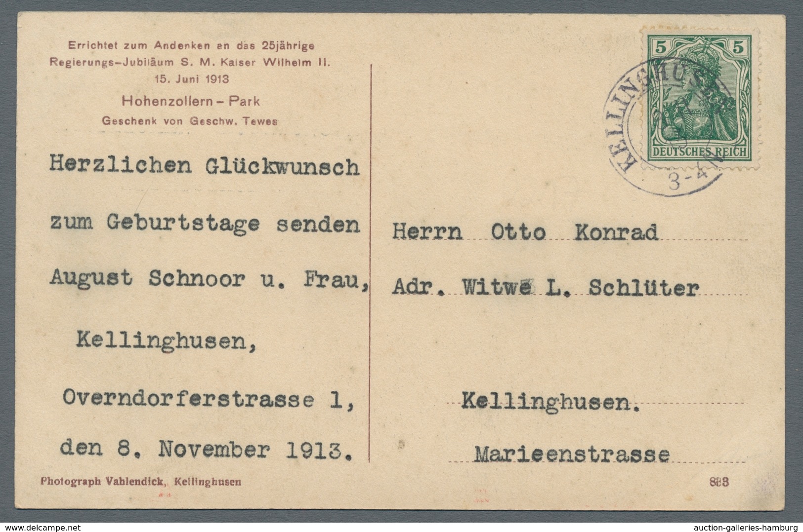 Schleswig-Holstein - Ortsstempel: KELLINGHUSEN 1736-1913, Zusammenstellung Von Zehn Belegen In Meist - Otros & Sin Clasificación