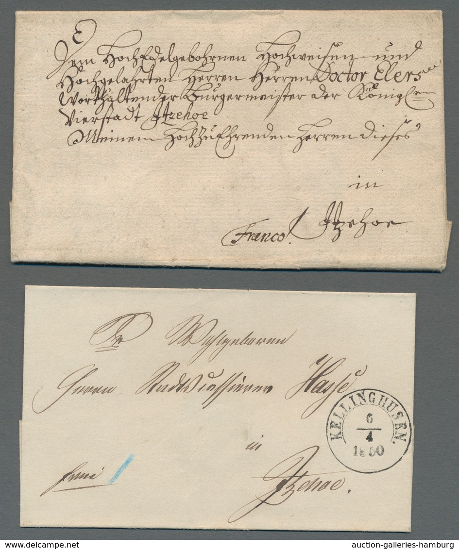 Schleswig-Holstein - Ortsstempel: KELLINGHUSEN 1736-1913, Zusammenstellung von zehn Belegen in meist