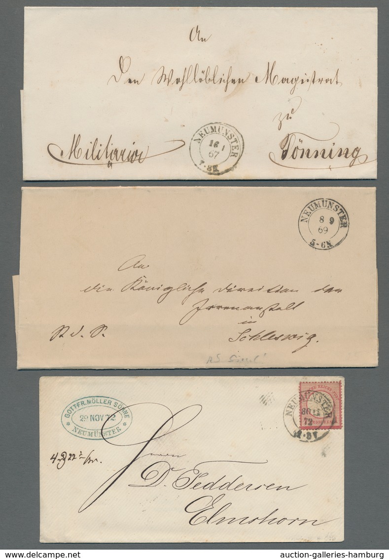 Schleswig-Holstein - Ortsstempel: NEUMÜNSTER 1845-1905 (ca.), Zusamennstellung Von Ca. 20 Belegen In - Autres & Non Classés