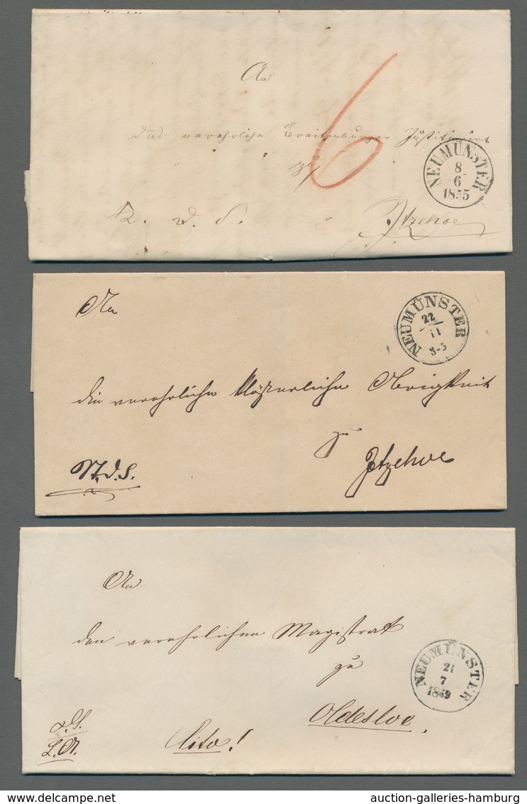 Schleswig-Holstein - Ortsstempel: NEUMÜNSTER 1845-1905 (ca.), Zusamennstellung von ca. 20 Belegen in