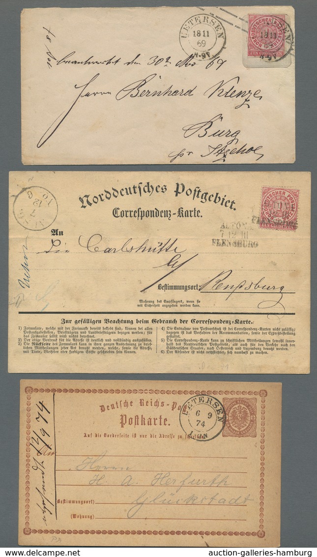 Schleswig-Holstein - Ortsstempel: UETERSEN 1819-74, Zusammenstellung von 15 Belegen in meist guter/s