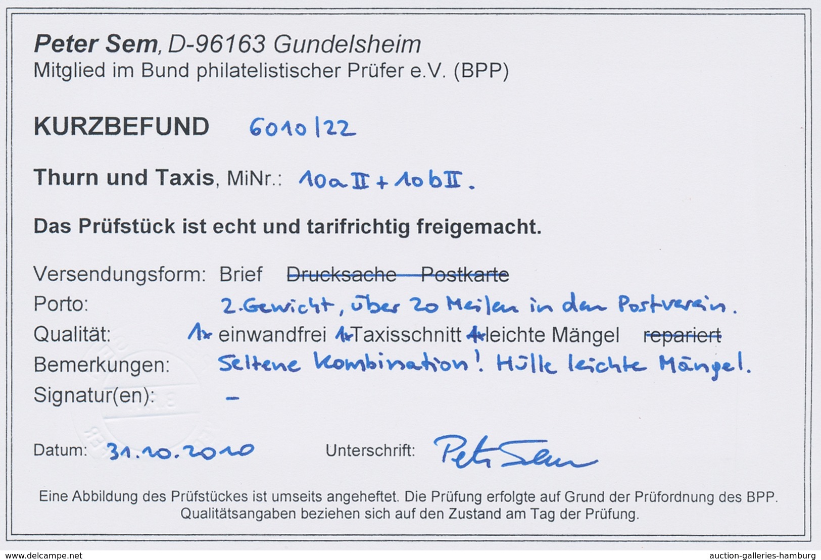 Thurn & Taxis - Marken Und Briefe: 1852, 9 Kr Braungelb + 9 Kr Hellorangegelb SEHR SELTENE KOMBINATI - Other & Unclassified