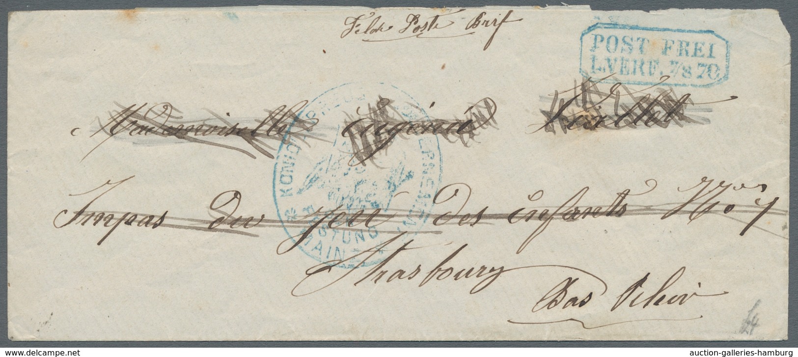 Thurn & Taxis - Französische Armeepost: 1870, Brief Aus Der Bundesfestung Mainz Mit Festungsstempel - Prephilately