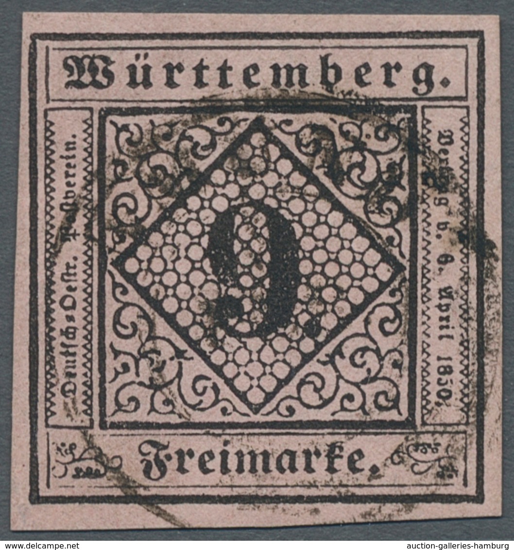 Württemberg - Marken Und Briefe: 1851, "1, 6 Und 9 Kr. Ziffern Je In B-Farbe", Farbfrische Werte Mit - Sonstige & Ohne Zuordnung