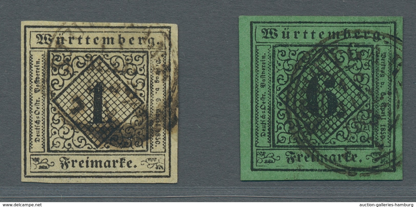 Württemberg - Marken Und Briefe: 1851, "1, 6 Und 9 Kr. Ziffern Je In B-Farbe", Farbfrische Werte Mit - Autres & Non Classés