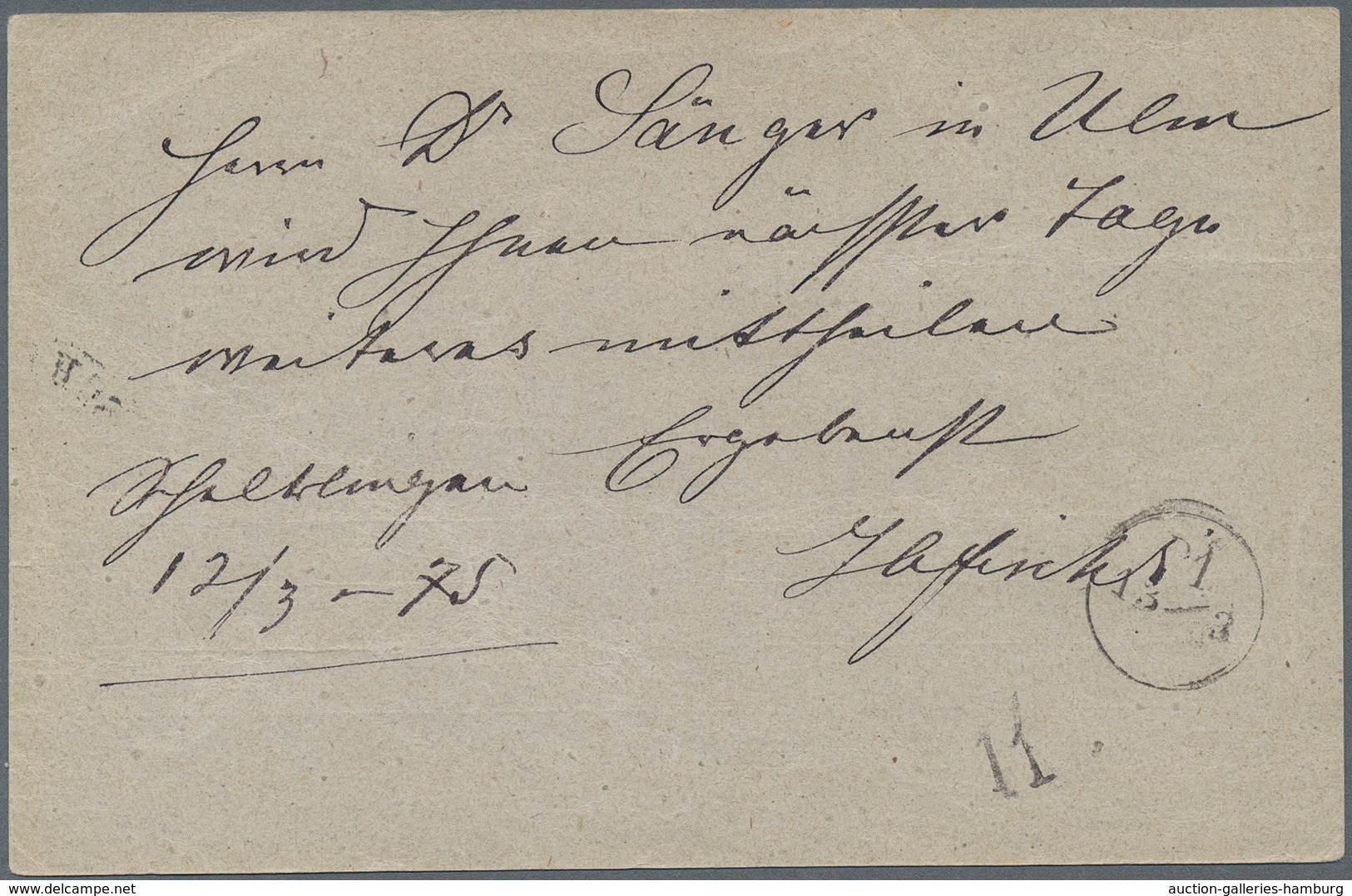 Württemberg - Bahnpost: 1875, "SCHELKLINGEN" Bahn-Segmentstempel Klar Auf Tarifgerechter 2 Kr Orange - Andere & Zonder Classificatie