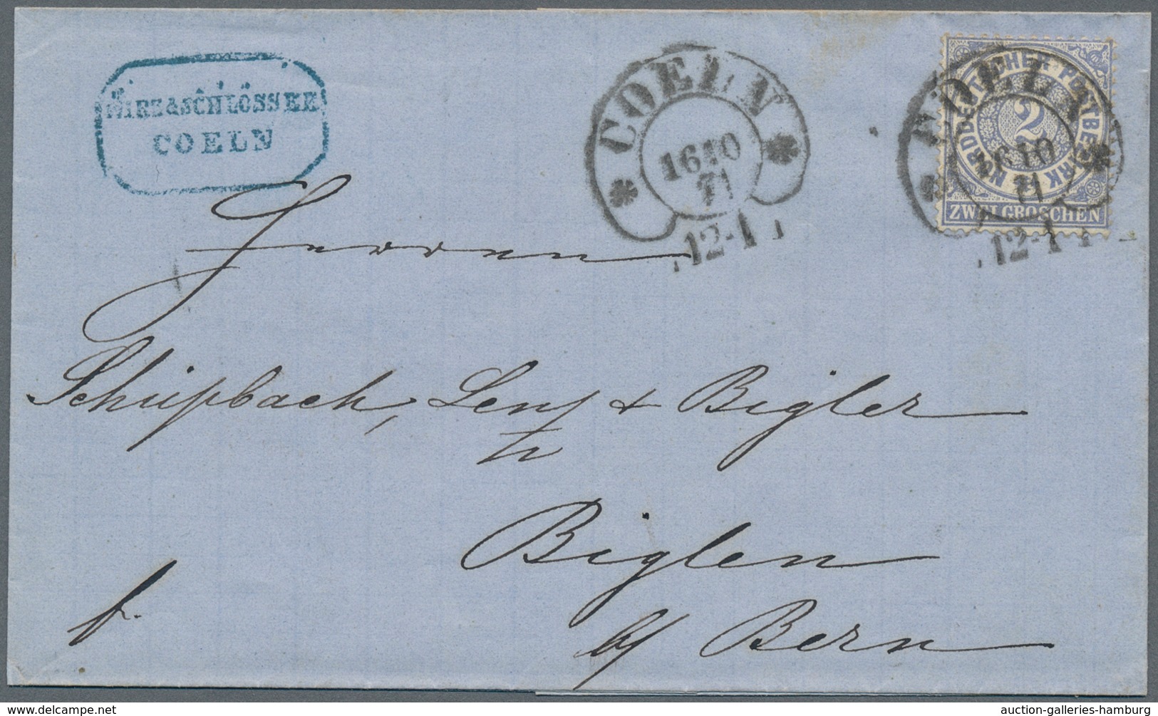 Norddeutscher Bund - Marken Und Briefe: 1871, 2 Groschen Gezähnt Mit Besserem Hufeisenstempel COELN - Other & Unclassified