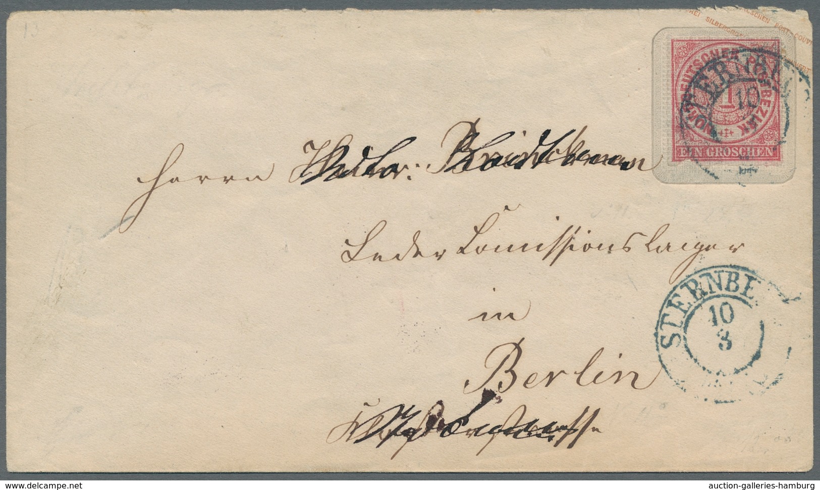 Norddeutscher Bund - Ganzsachen: 1868, 1 Groschen Aufbrauchsganzsachenumschlag Auf 3 Silbergroschen- - Autres & Non Classés