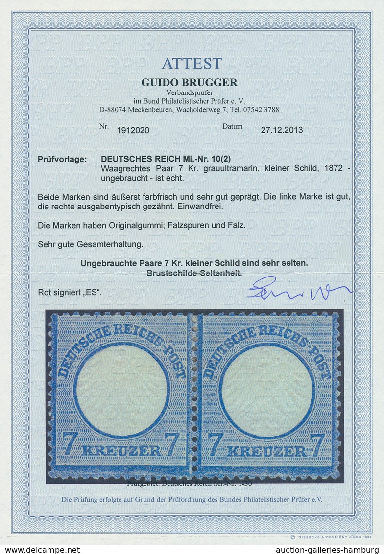 Deutsches Reich - Brustschild: 1872, Freimarken 7 Kreuzer Kleiner Schild Grauultramarin Im Waagerech - Neufs