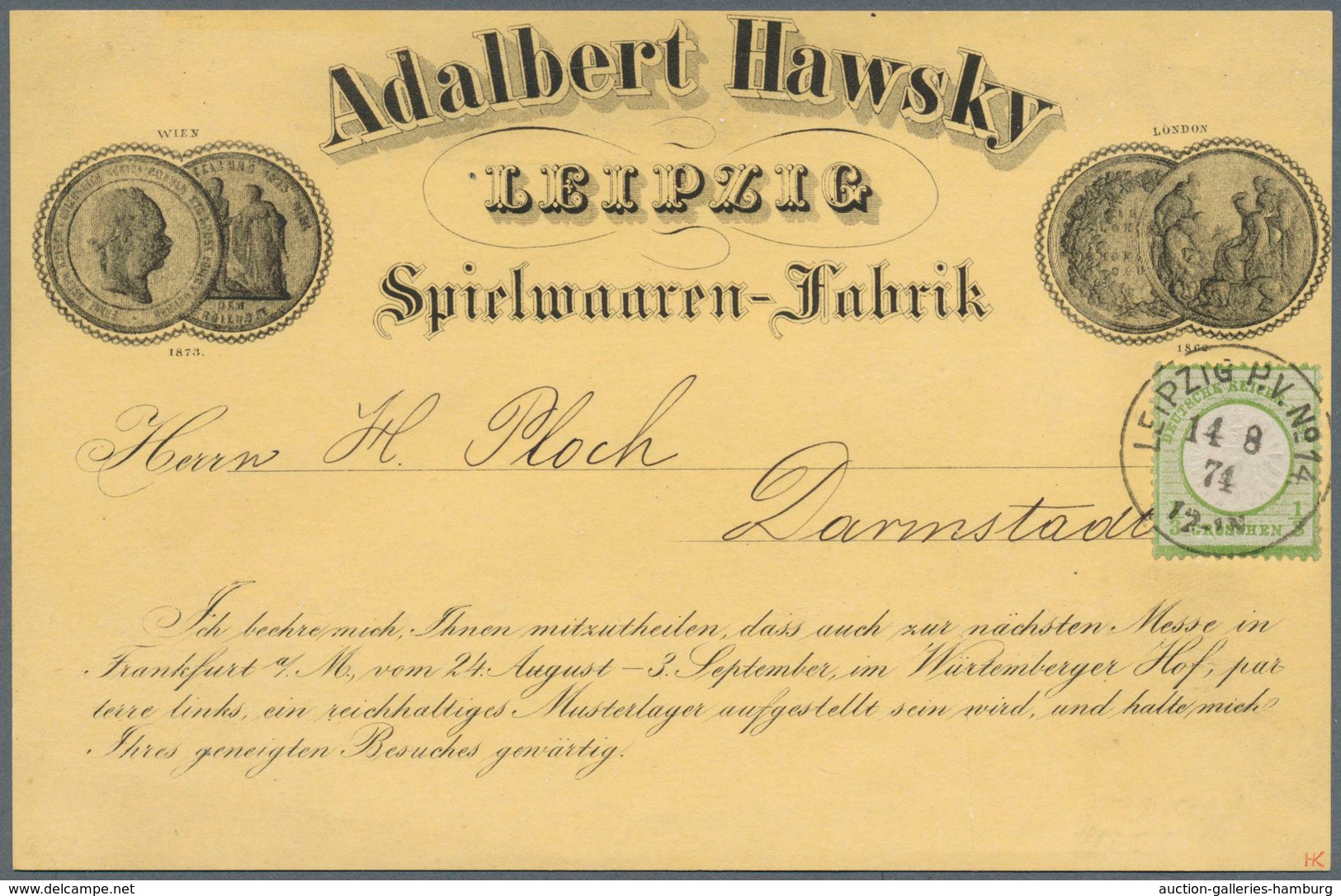 Deutsches Reich - Brustschild: 1872: 1/3 Gr Gelblichgrün Auf Unschlagbar Attraktiver Drucksachen-Wer - Nuevos