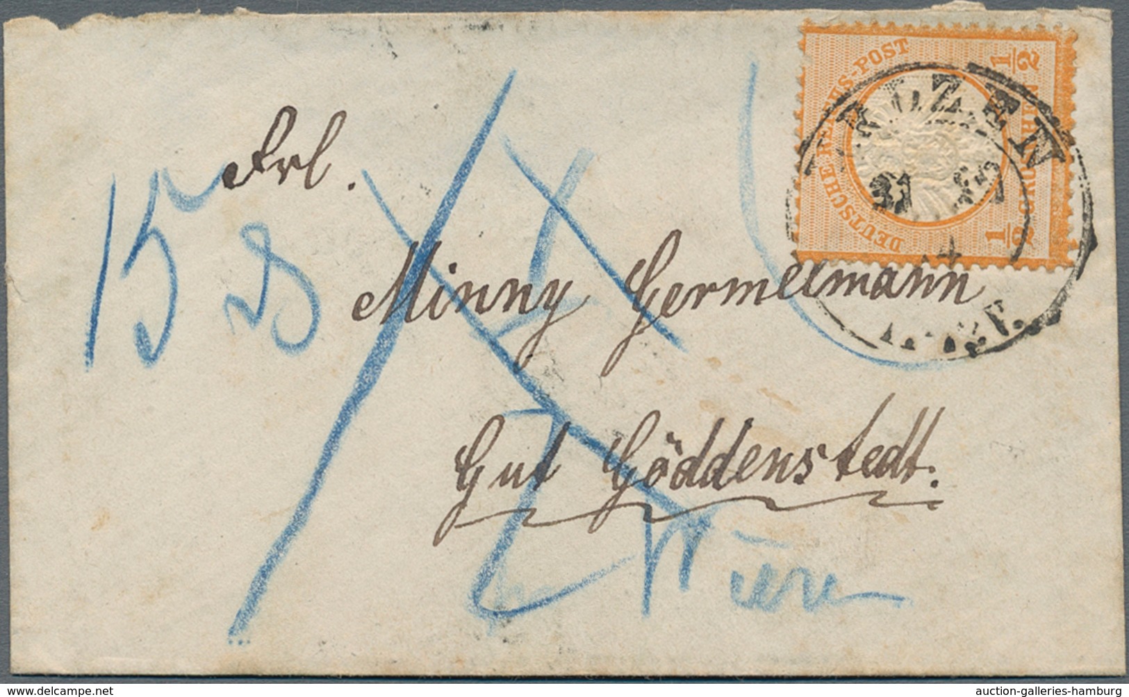 Deutsches Reich - Brustschild: 1872, 1/2 Gr Großer Schild Als EF Auf Kleinem Damenbriefchen Vom 31.1 - Nuevos