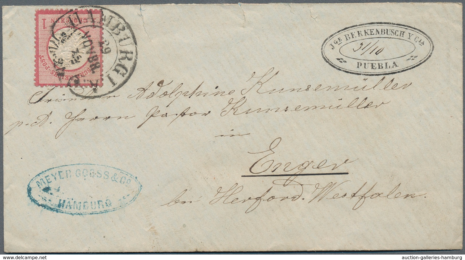 Deutsches Reich - Brustschild: 1872, 1 Groschen Großer Schild Auf Brief Nach Enger Mit Absenderstemp - Ongebruikt
