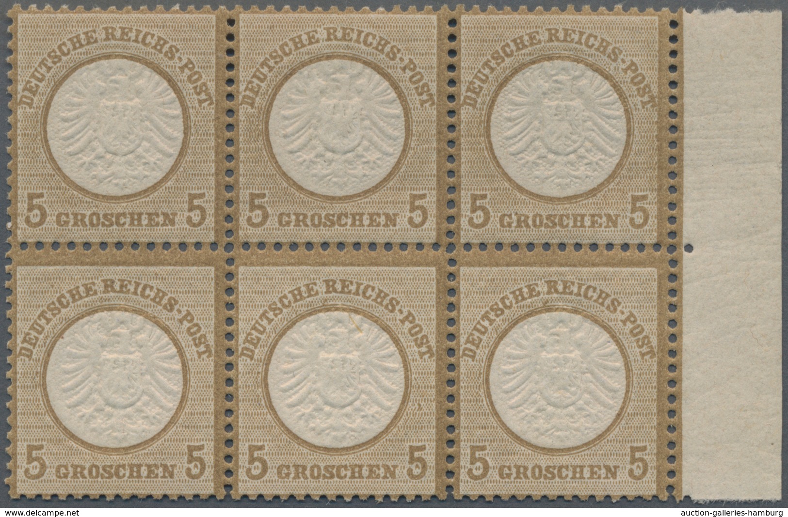 Deutsches Reich - Brustschild: 1872, 5 Gr. Großer Schild Im Perfekten Luxusrand-6er Block, Auch Im R - Nuevos