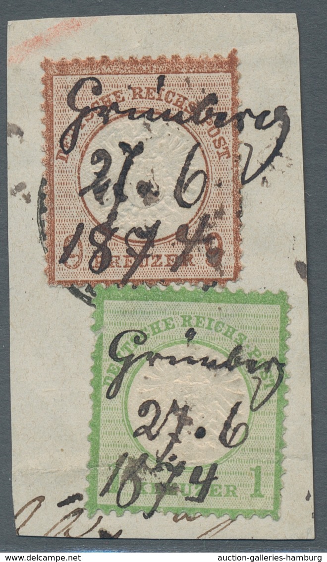 Deutsches Reich - Brustschild: 1873, Großer Brustschild 1 Und 9 Kreuzer Auf Briefstück Mit Seltener - Ungebraucht
