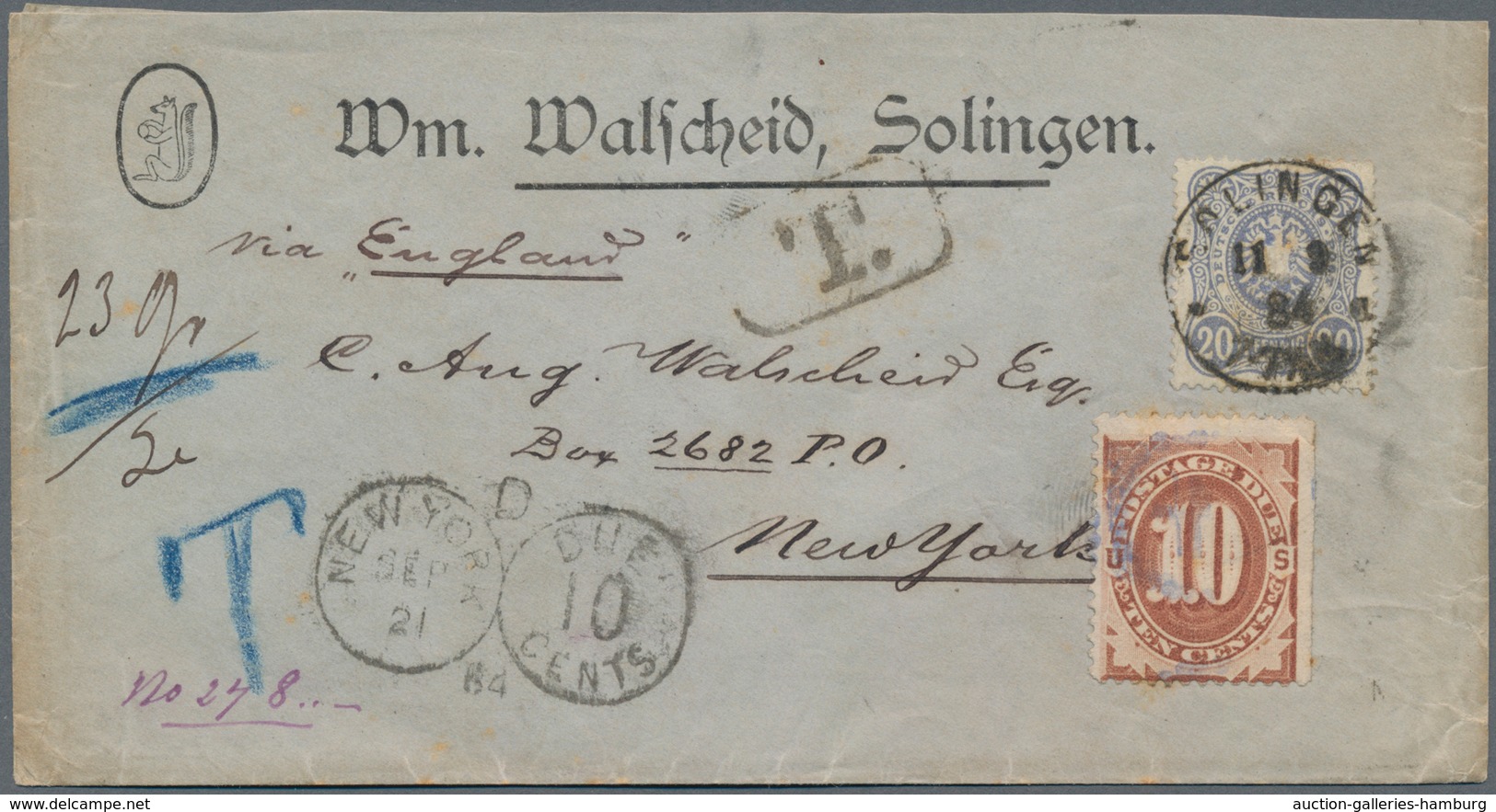 Deutsches Reich - Pfennig: 1884, 20 Pf Ultramarin, Einzelfrankatur Auf Firmenbrief Von SOLINGEN, 11. - Nuevos