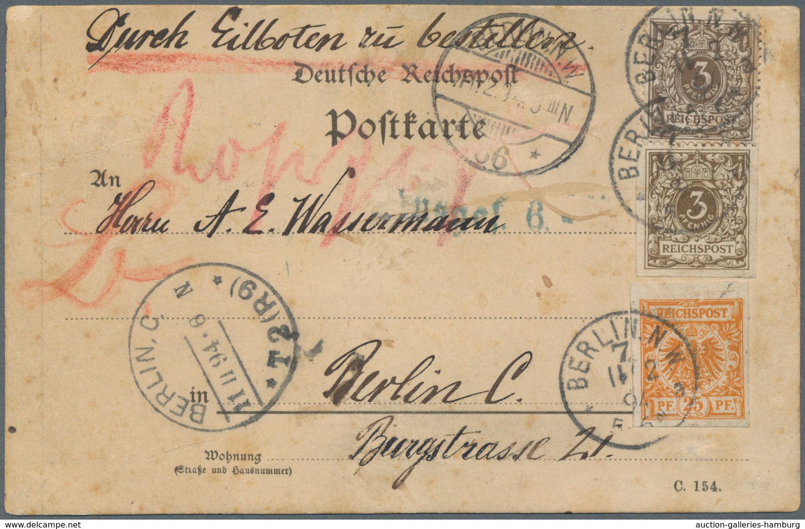 Deutsches Reich - Krone / Adler: 1889, 3 Pfg Olivbraun Sowie 25 Pfg Gelborange, Zwei Ungezähnte Prob - Cartas & Documentos