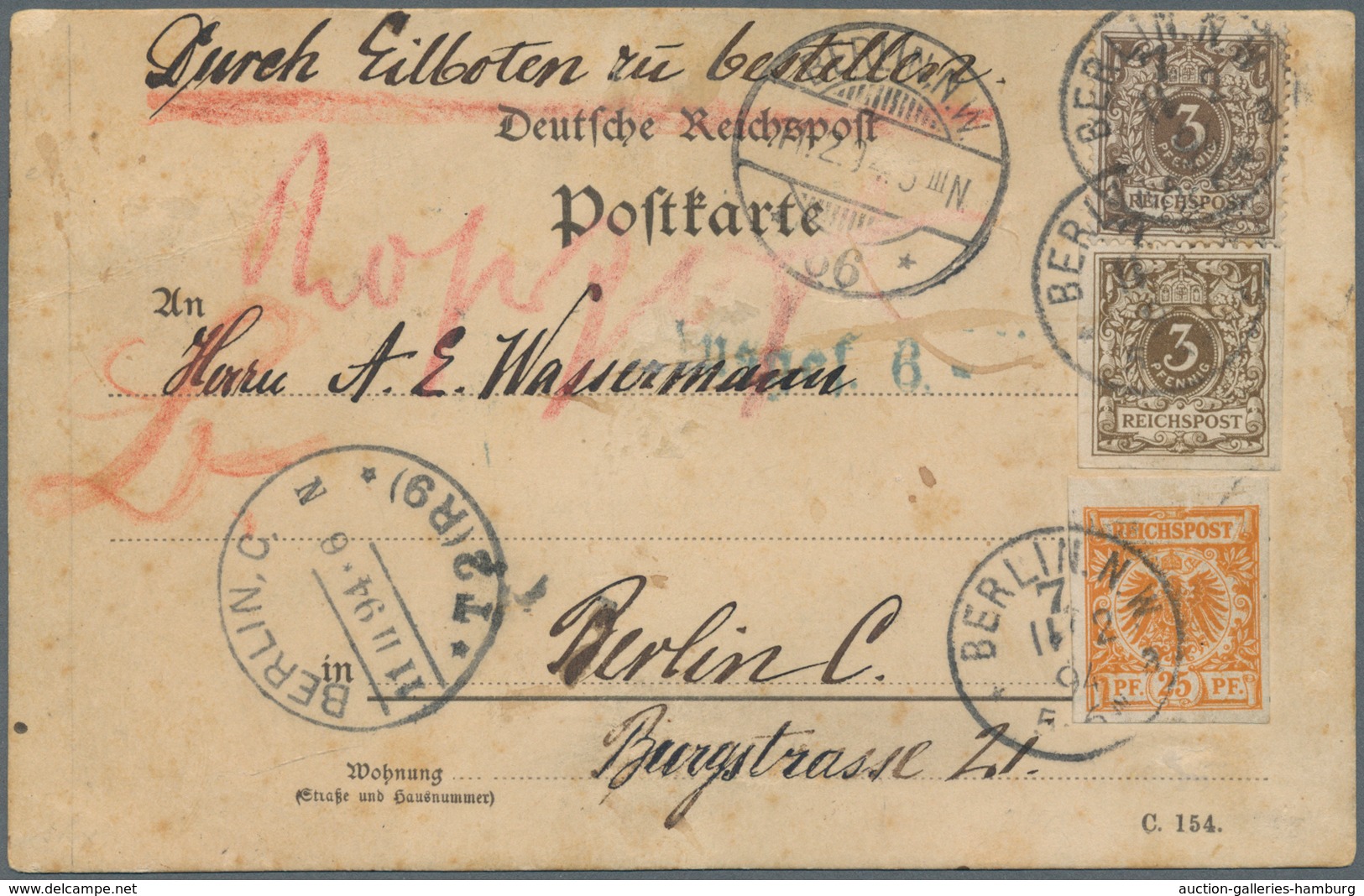 Deutsches Reich - Krone / Adler: 1889, 3 Pfg Olivbraun Sowie 25 Pfg Gelborange, Zwei Ungezähnte Prob - Brieven En Documenten