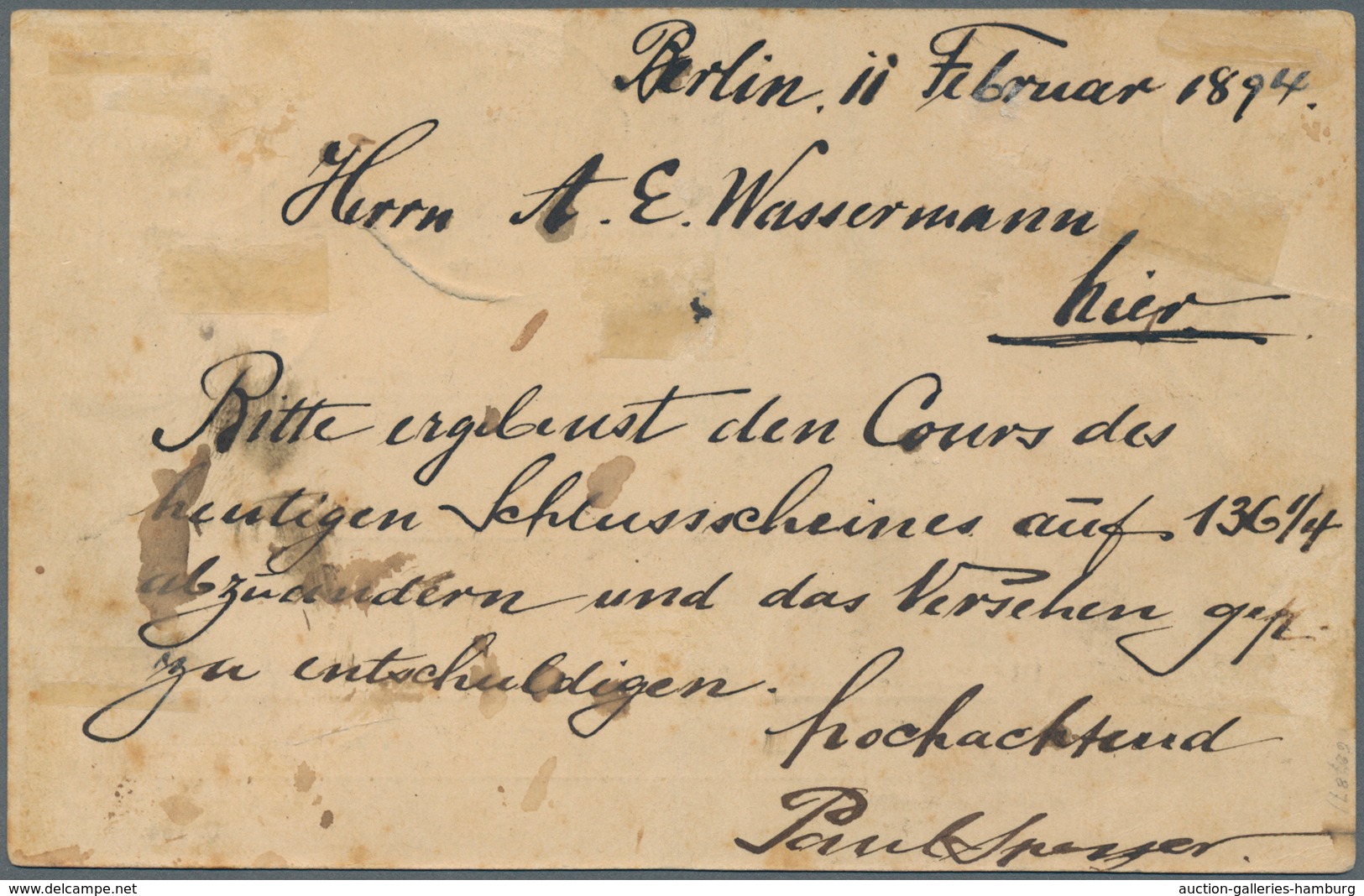 Deutsches Reich - Krone / Adler: 1889, 3 Pfg Olivbraun Sowie 25 Pfg Gelborange, Zwei Ungezähnte Prob - Briefe U. Dokumente