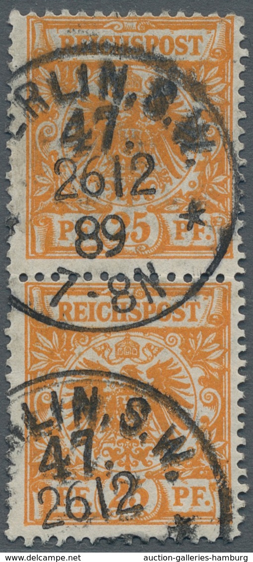 Deutsches Reich - Krone / Adler: 1889, Krone/Adler 25 Pfennig Orangegelb Nr. 49 A, Senkrechtes Paar - Cartas & Documentos