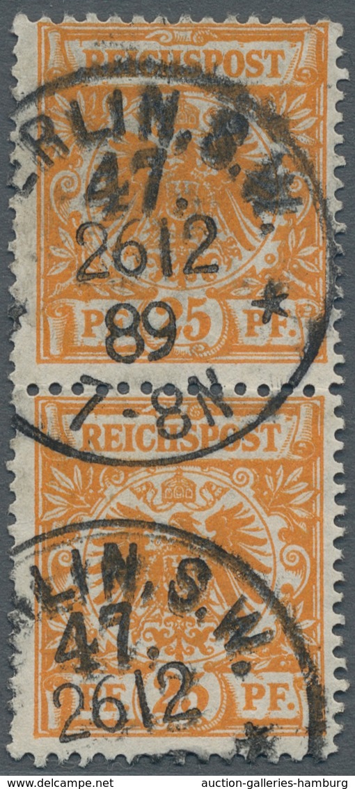 Deutsches Reich - Krone / Adler: 1889, Krone/Adler 25 Pfennig Orangegelb Nr. 49 A, Senkrechtes Paar - Brieven En Documenten