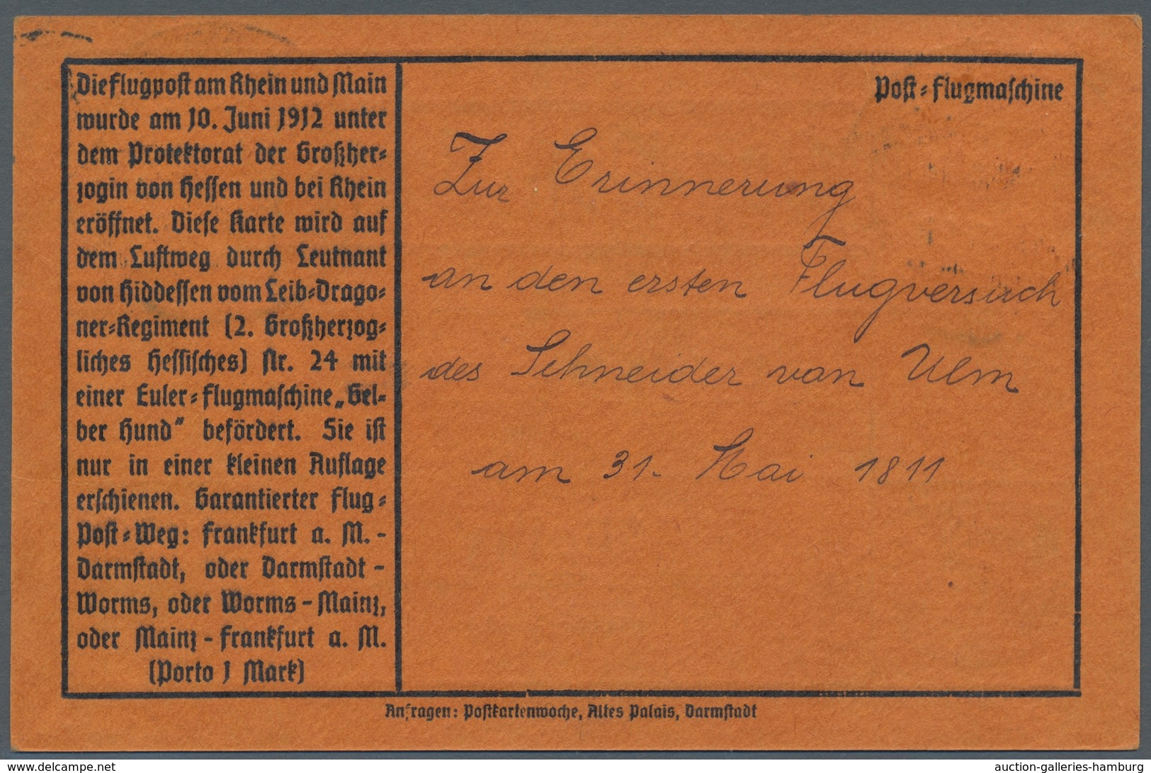 Deutsches Reich - Germania: 1912, "Gelber Hund" Mit Normalzähnung Auf Offizieller Karte Mit Zusatzfr - Otros & Sin Clasificación