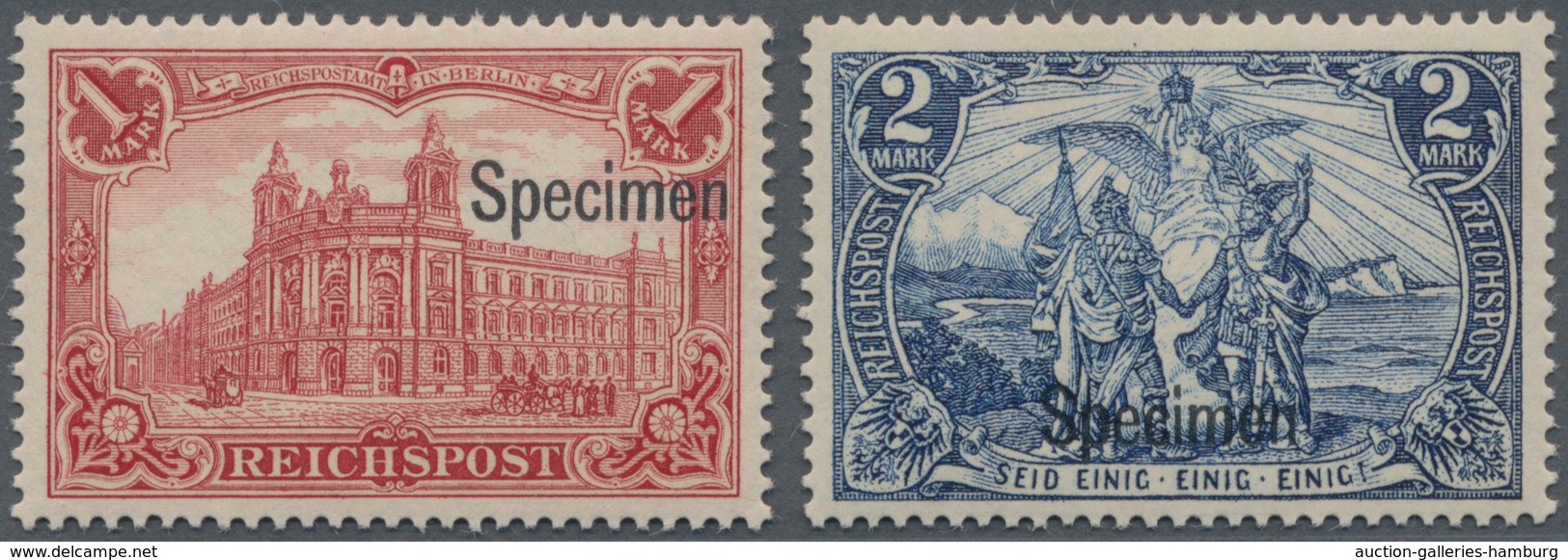 Deutsches Reich - Germania: 1900, 1 M. Reichspost In Der Guten Farbvariante Dunkelkarminrot Und 2 Ma - Sonstige & Ohne Zuordnung