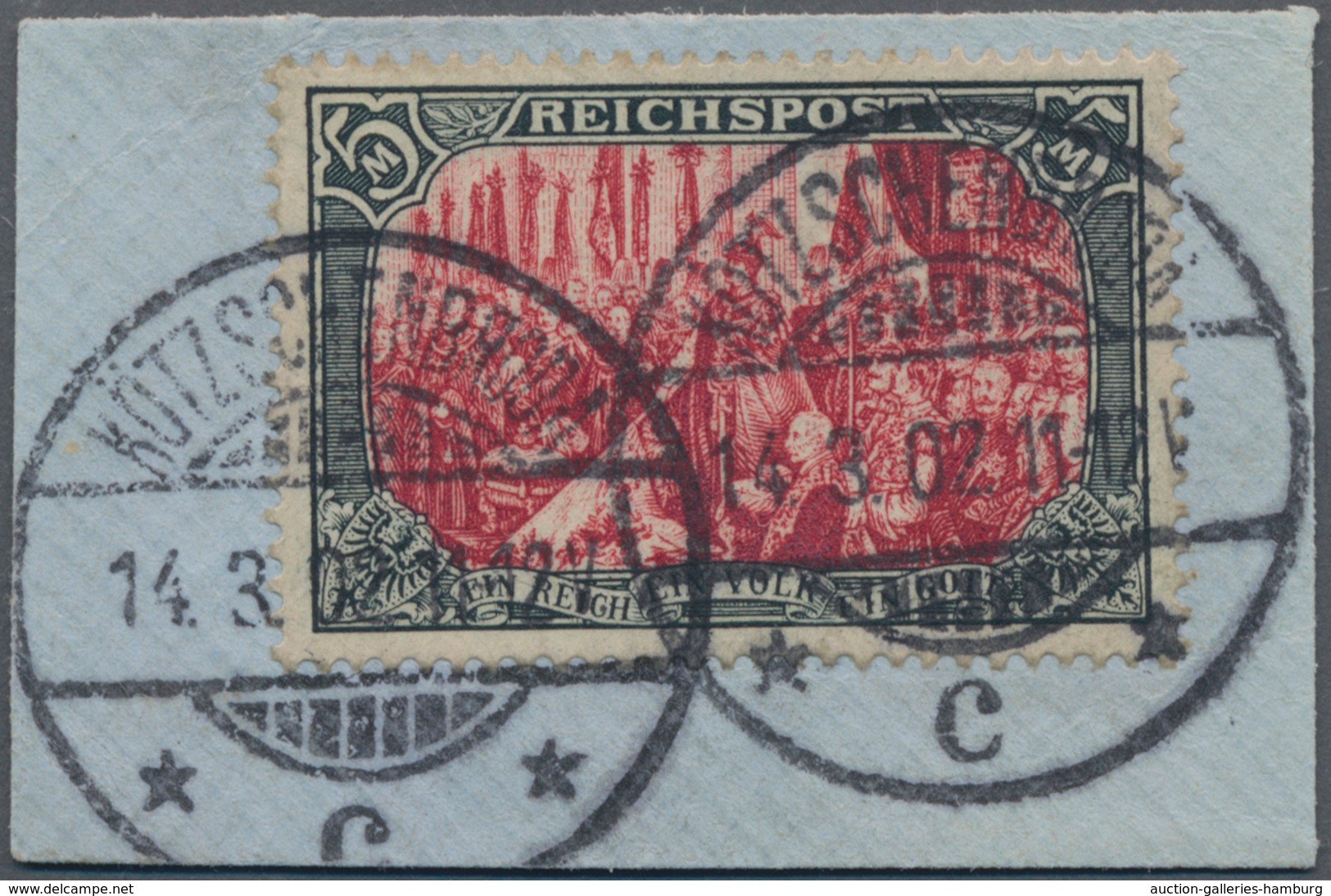 Deutsches Reich - Germania: 1900, Freimarke 5 Mark Grünschwarz/bräunlichkarmin, Type I Ohne Nachmalu - Other & Unclassified