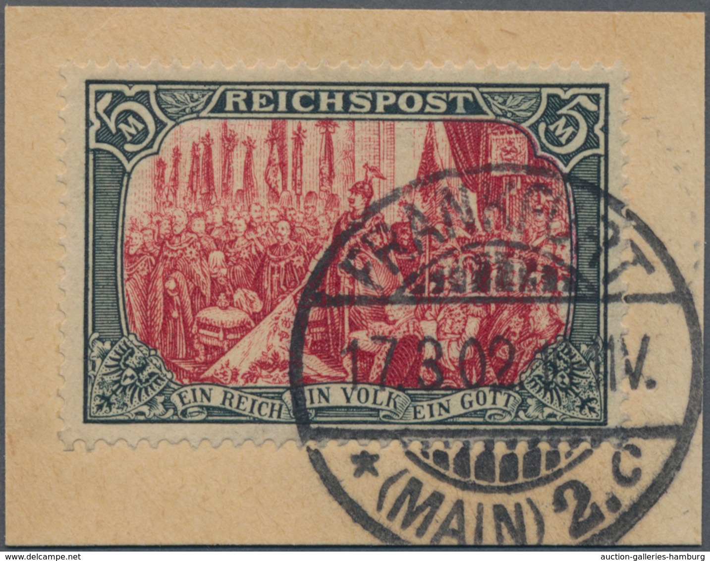 Deutsches Reich - Germania: 1902. Reichspost 5 Mark Type I Mit Nur Weißer Nachmalung Auf Perfektem L - Andere & Zonder Classificatie