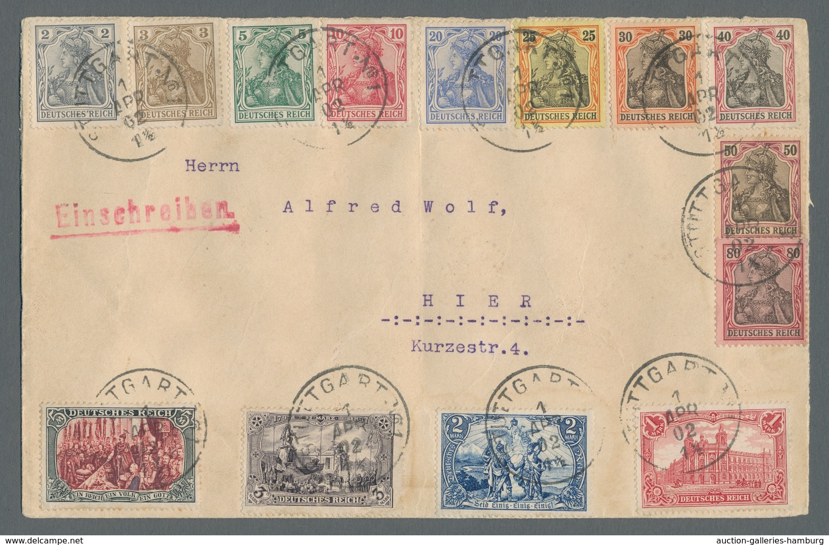 Deutsches Reich - Germania: 1902, "Germania Ohne Wasserzeichen" Komplett Auf Nicht Befördertem Orts- - Autres & Non Classés