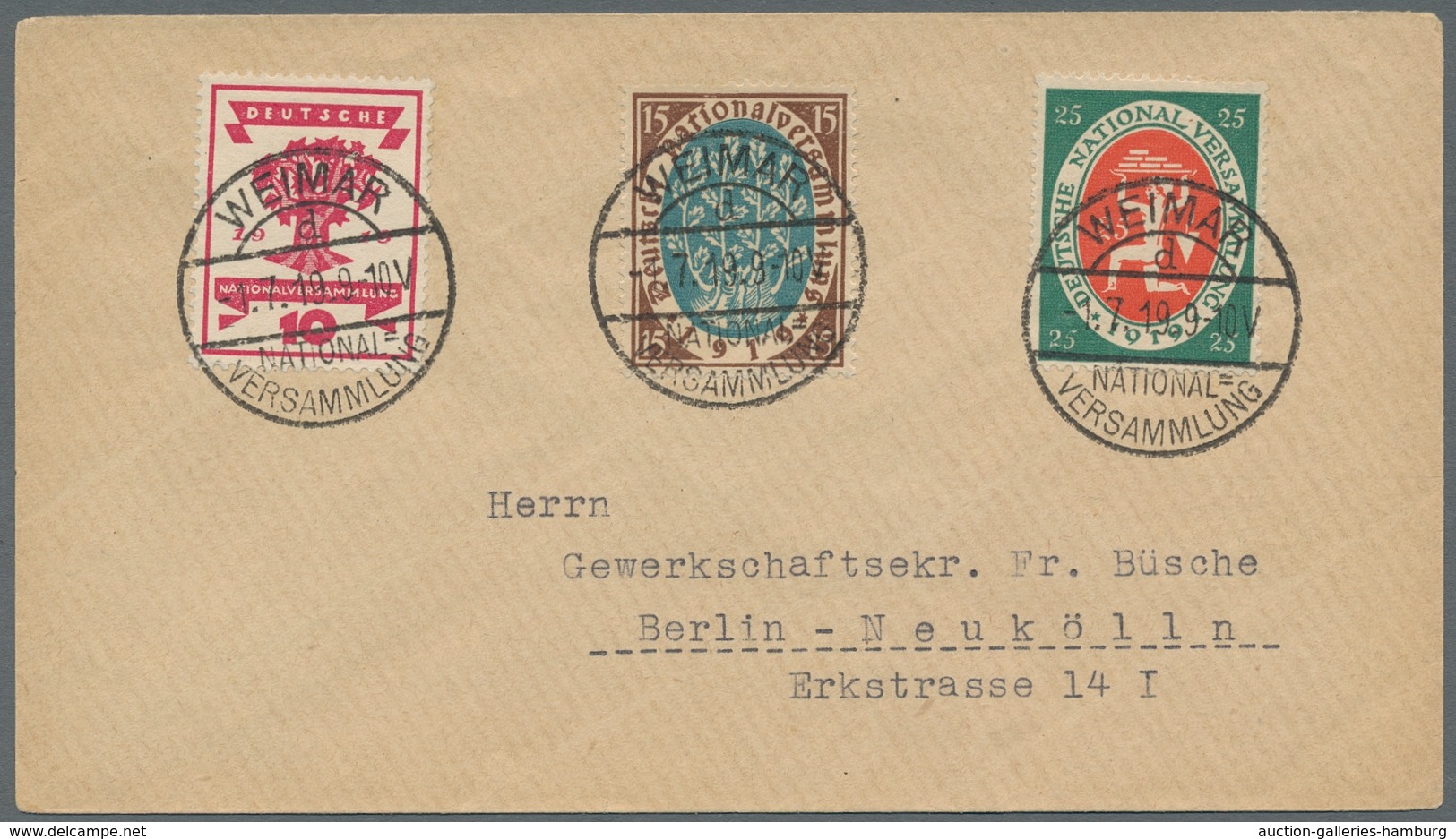 Deutsches Reich - Germania: 1902/1919 Drei Belege Ab Germania, Mit Ersttagstpl. Vom 1.4.1902 Dabei 1 - Other & Unclassified