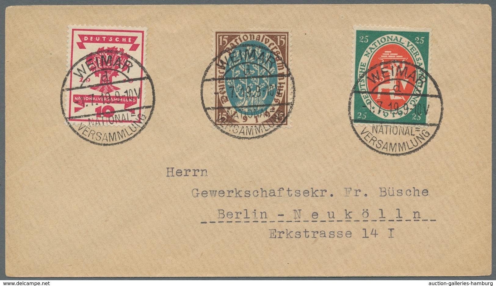 Deutsches Reich - Germania: 1902/1919 Drei Belege Ab Germania, Mit Ersttagstpl. Vom 1.4.1902 Dabei 1 - Sonstige & Ohne Zuordnung